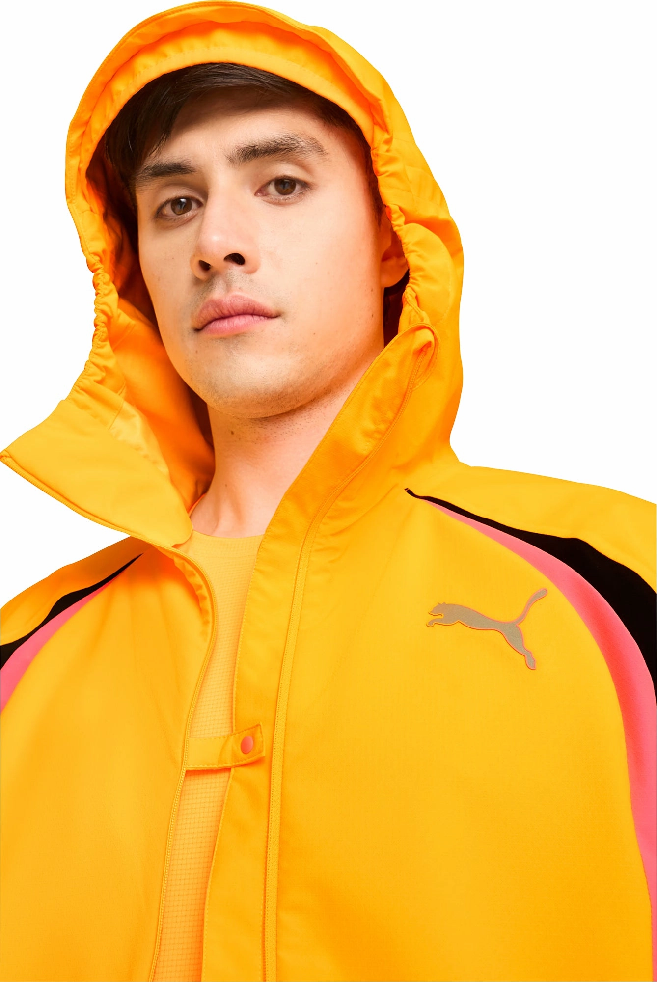 Non Irritating Lining Insulated Jacket Puma Run Ultraweave Raincell Mens Running Jacket - Orange