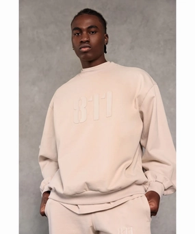811 Originals Unisex Signature Big Logo Sweater (Beige) Sharp Edge