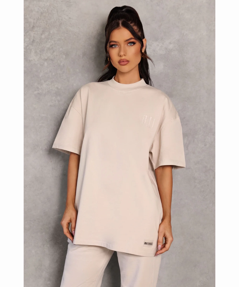 HighCollar Style 811 Originals Unisex Signature Small Logo Tee (Beige)