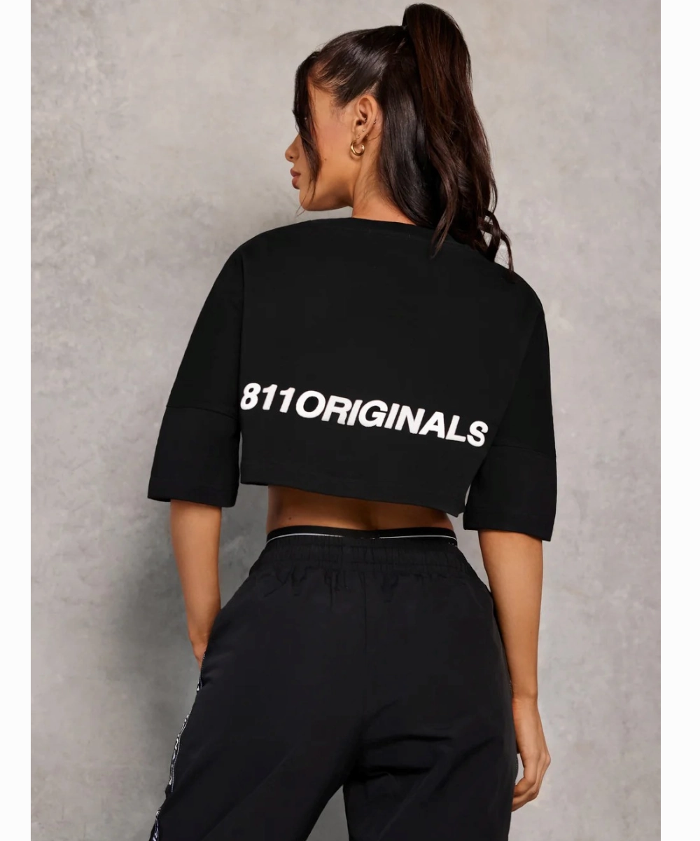 811 Originals Women's Empire Cropped Top (Black) Dance Light WearResistantHem