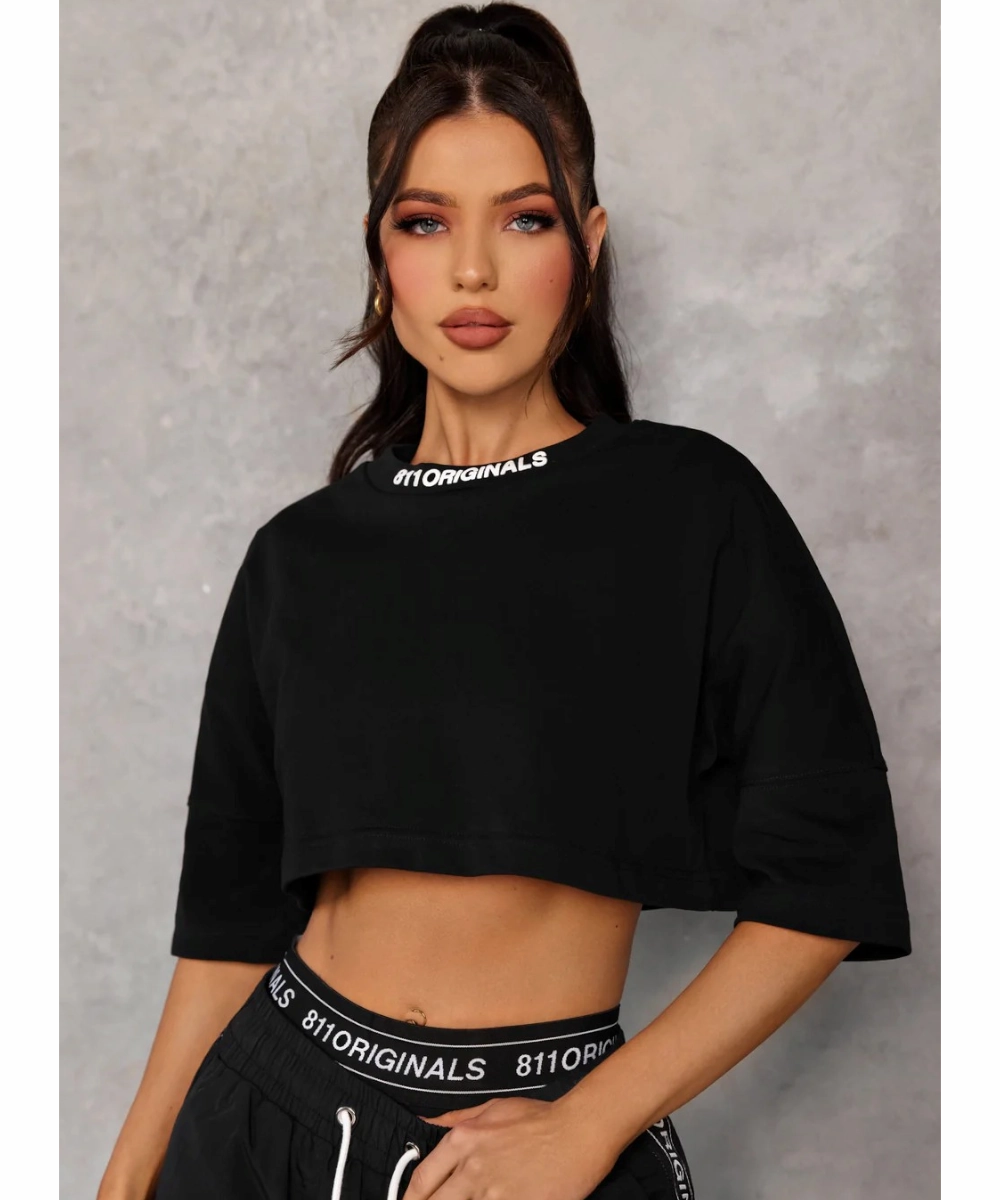 811 Originals Women's Empire Cropped Top (Black) Boho Free