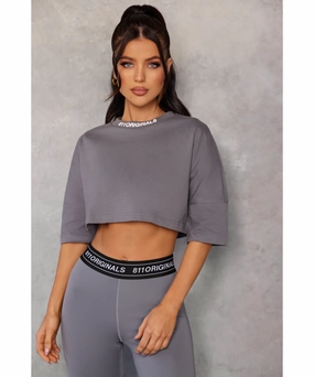 Halo Glow 811 Originals Women's Empire Cropped Top (Charcoal)