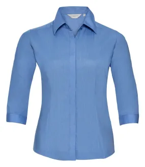 Mesh Glow Ladies 3/4 Sleeve Polyester Easy Care Fitted Poplin Shirt | CORPORATE BLUE