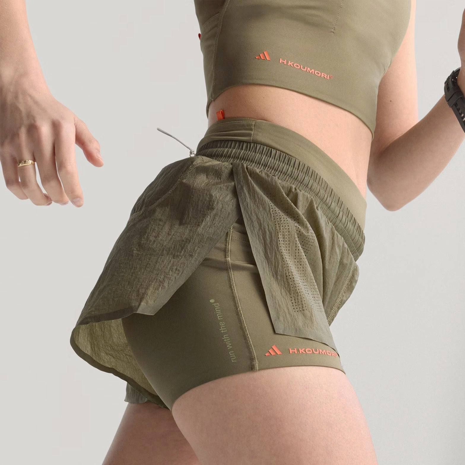 Urban Flow NonSlipTrims Women's Adi365 H.Koumori Running 2 in 1 Shorts Olive Strata