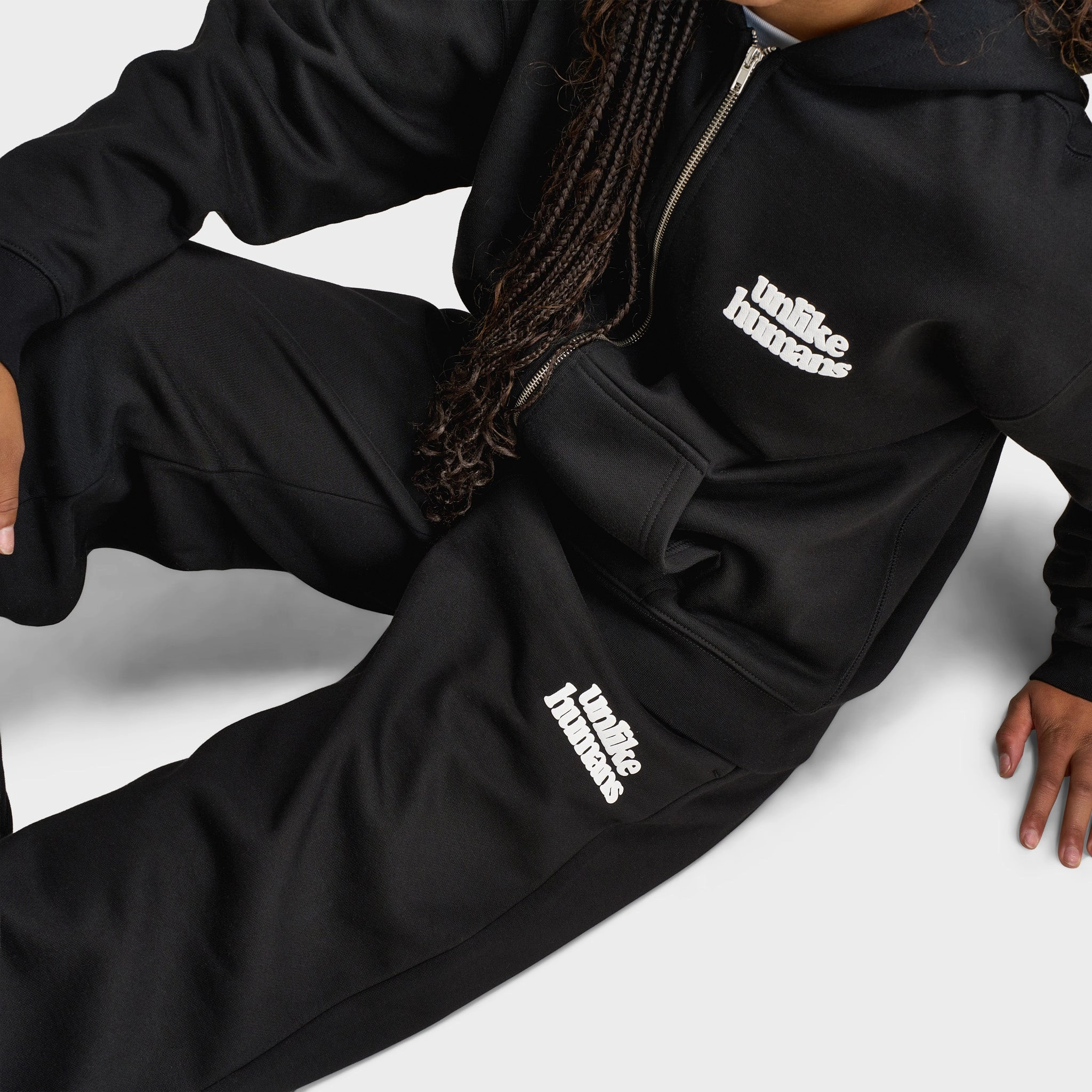 Unlike Humans Women's Bubble Wide Leg Joggers / Black Cool Edge