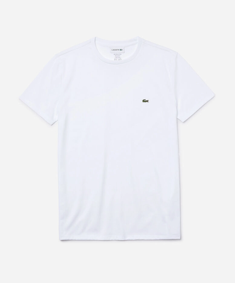 ZeroChafeSeams MinimalistStyle Lacoste Classic Crew Neck Pima Tee (White)