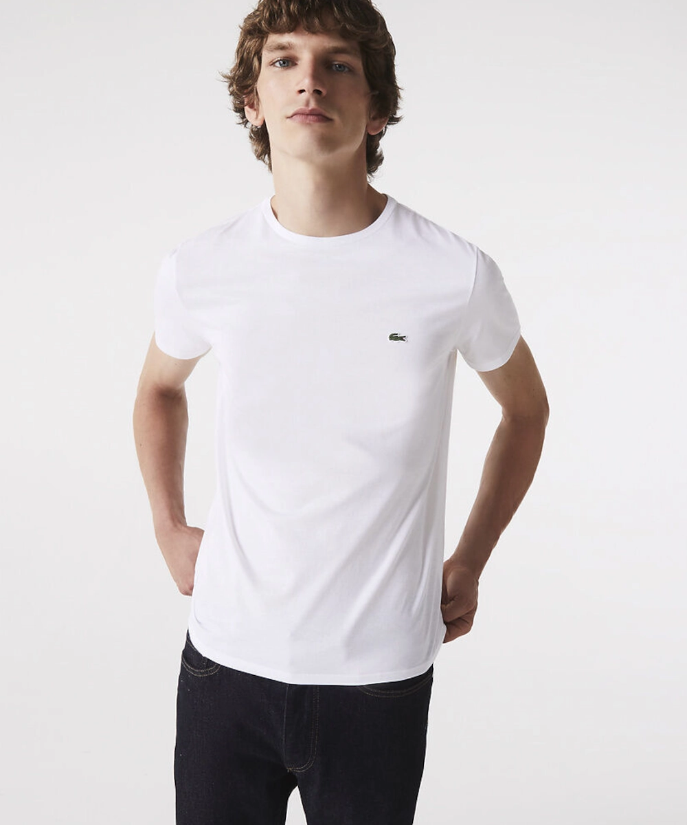Lacoste Classic Crew Neck Pima Tee (White) World Tone