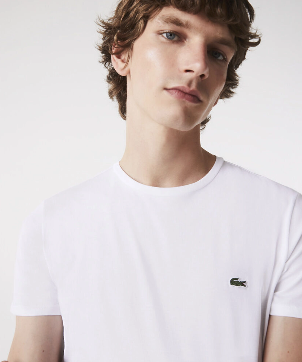 DoubleStitchedEdges Lacoste Classic Crew Neck Pima Tee (White)