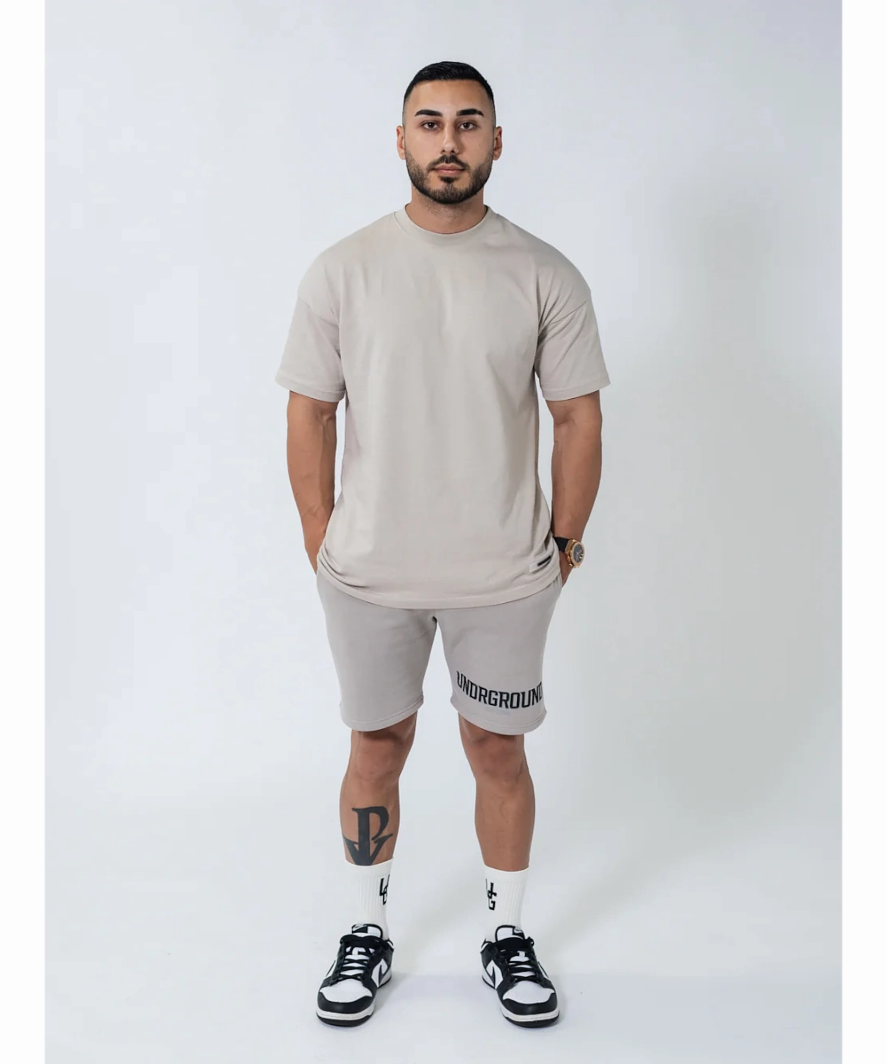 Elastic cuffs MoistureControl Fabric UNDRGROUND Double Print Box Fit Tee (Taupe)