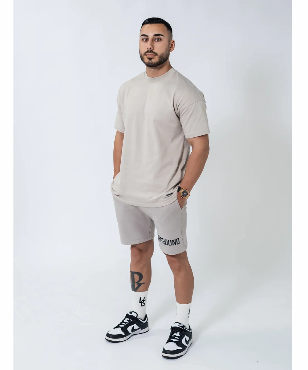 UNDRGROUND Double Print Box Fit Tee (Taupe) Energy Flow Code Soul