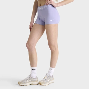 Stain-Resistant Nike Pro Women's 3" Shorts Lilac Ice / White