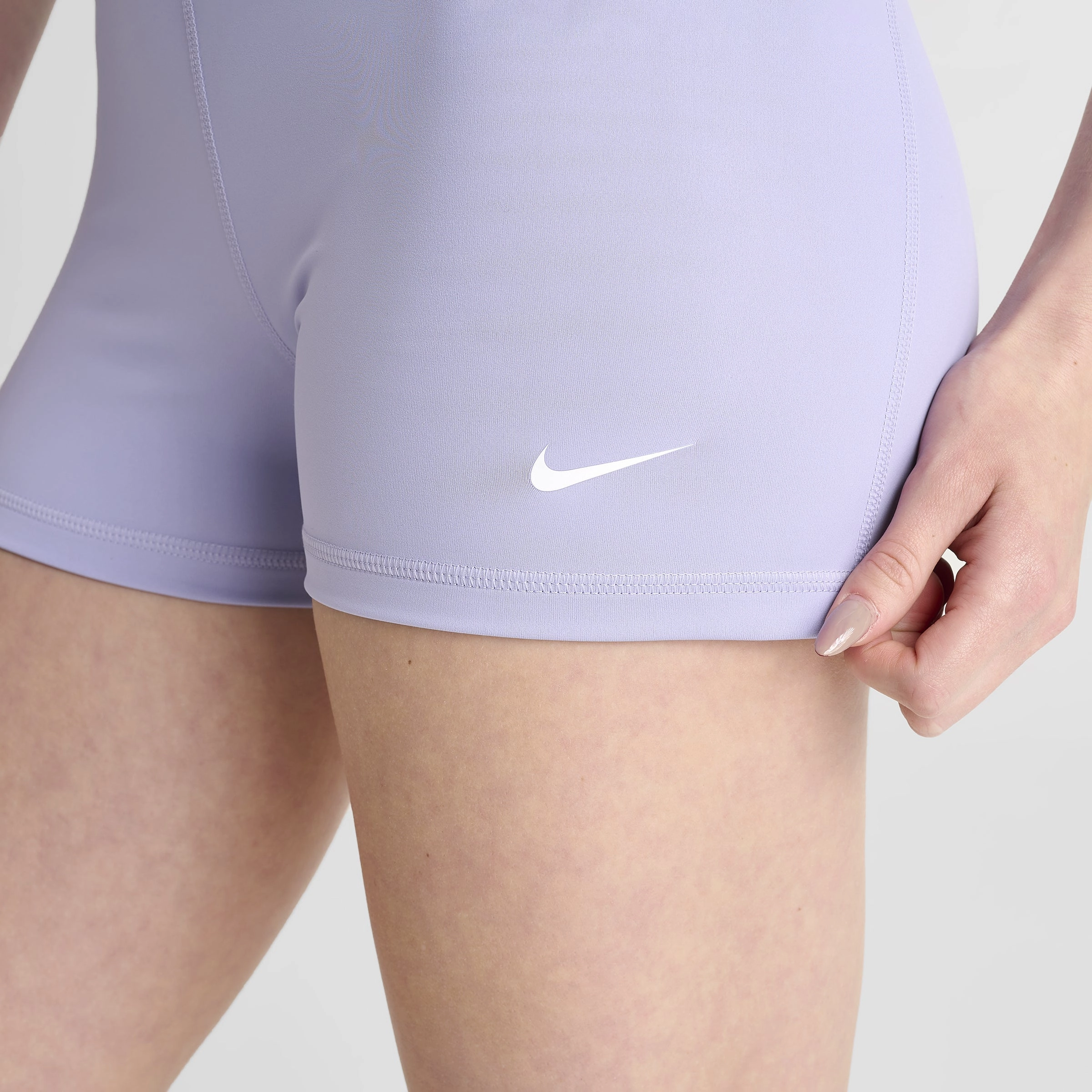 Nike Pro Women's 3" Shorts Lilac Ice / White Tagless Labeling