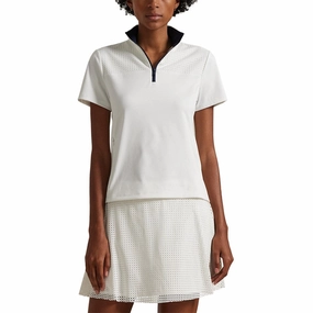 RLX Ralph Lauren Women's Paneled 1/4 Zip Golf Shirt - Ceramic White Tagless Design