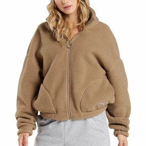 Gymshark Sherpa Womens Jacket - Brown NonRestrictive Cut Dream Feel