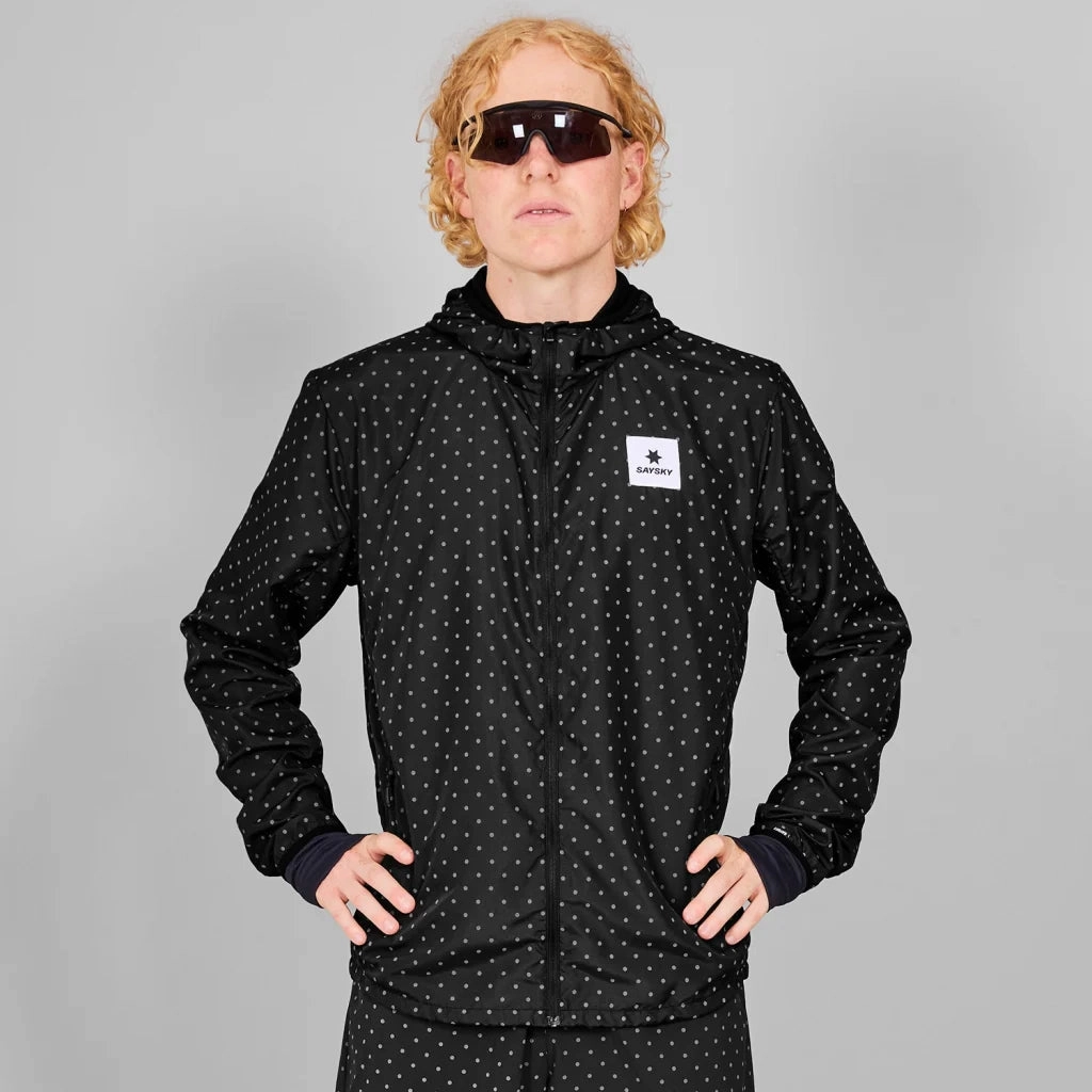 TearResistant Fabric SAYSKY Men's Reflective Polka Blaze Jacket Black