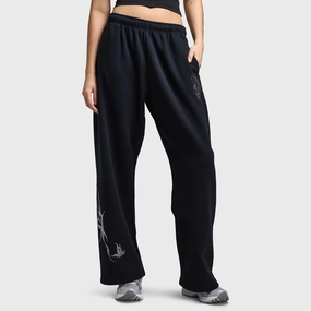 QuickDryTechnology Elite Core Hoodrich Women's Diffuse Oversized Wide Leg Jogger Black / Silver Rhinestones