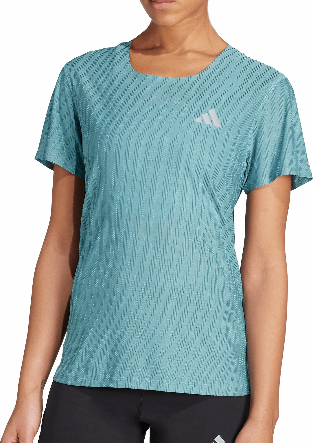 adidas ADI365 ClimaCool  Short Sleeve Womens Running Top - Green Lightweight Material