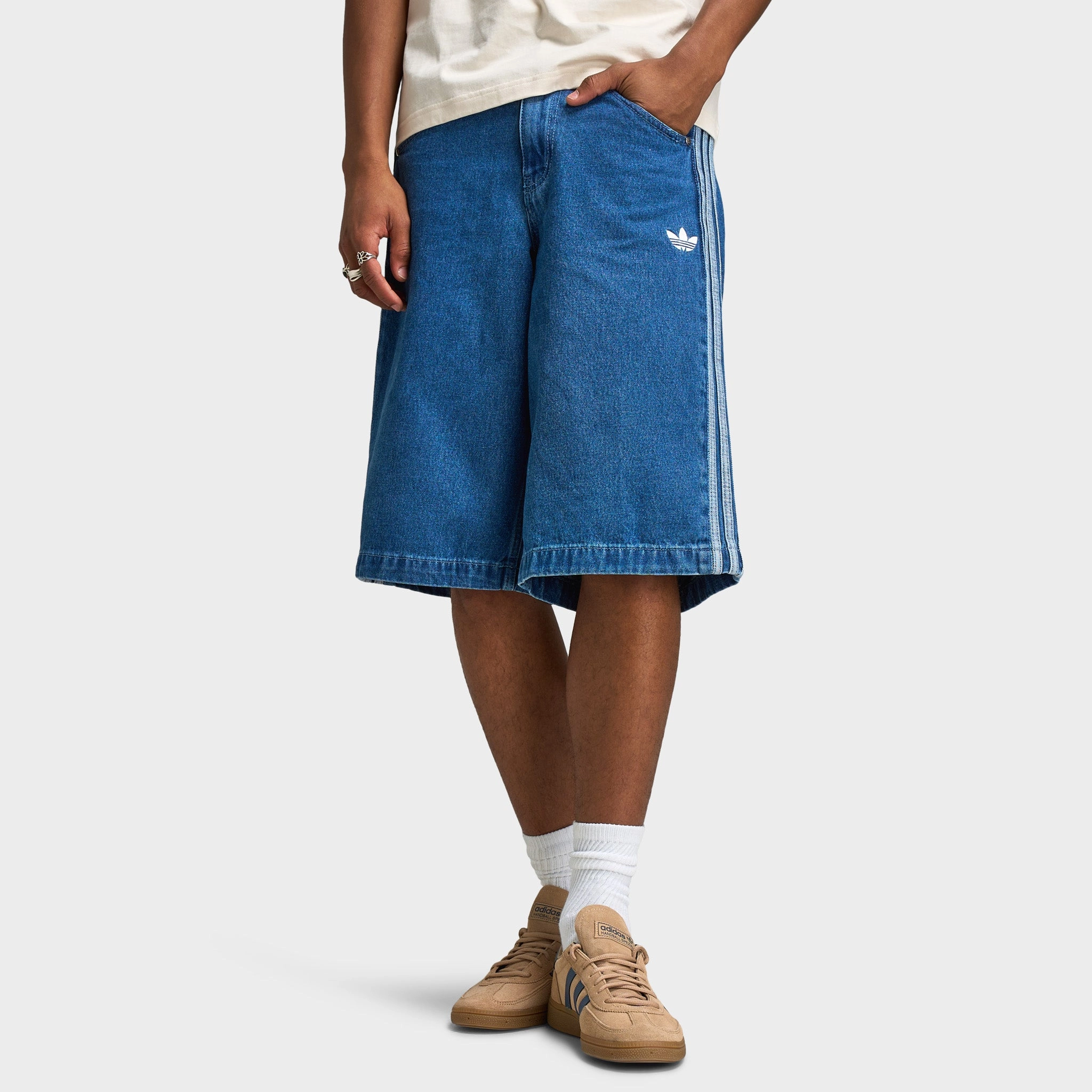 adidas Adicolor Denim Firebird Shorts / Blue Casual Shorts education industry