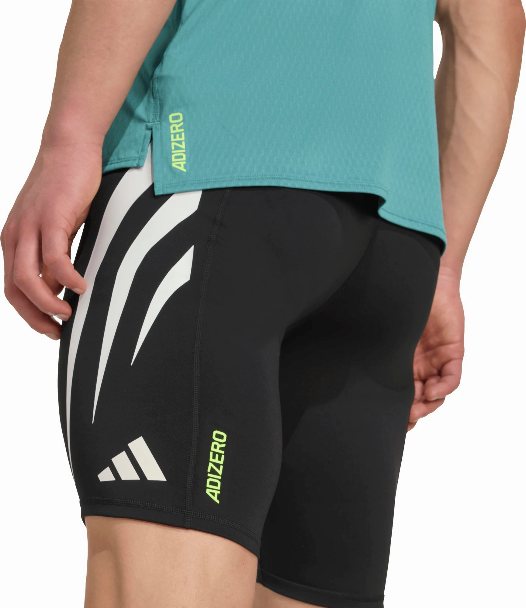 Anti-bacterial adidas Adizero Archive Mens Short Running Tights - Black