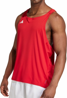 Tear Resistant Weave adidas Adizero Essentials Mens Running Vest - Red