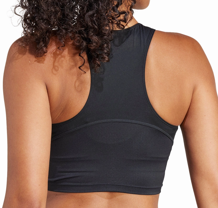 spandex material delight adidas Adizero Essentials Womens Running Crop Top - Black