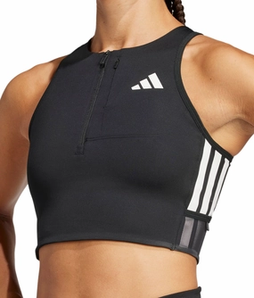 adidas Adizero Gel Pocket Womens Running Crop Top - Black broadness