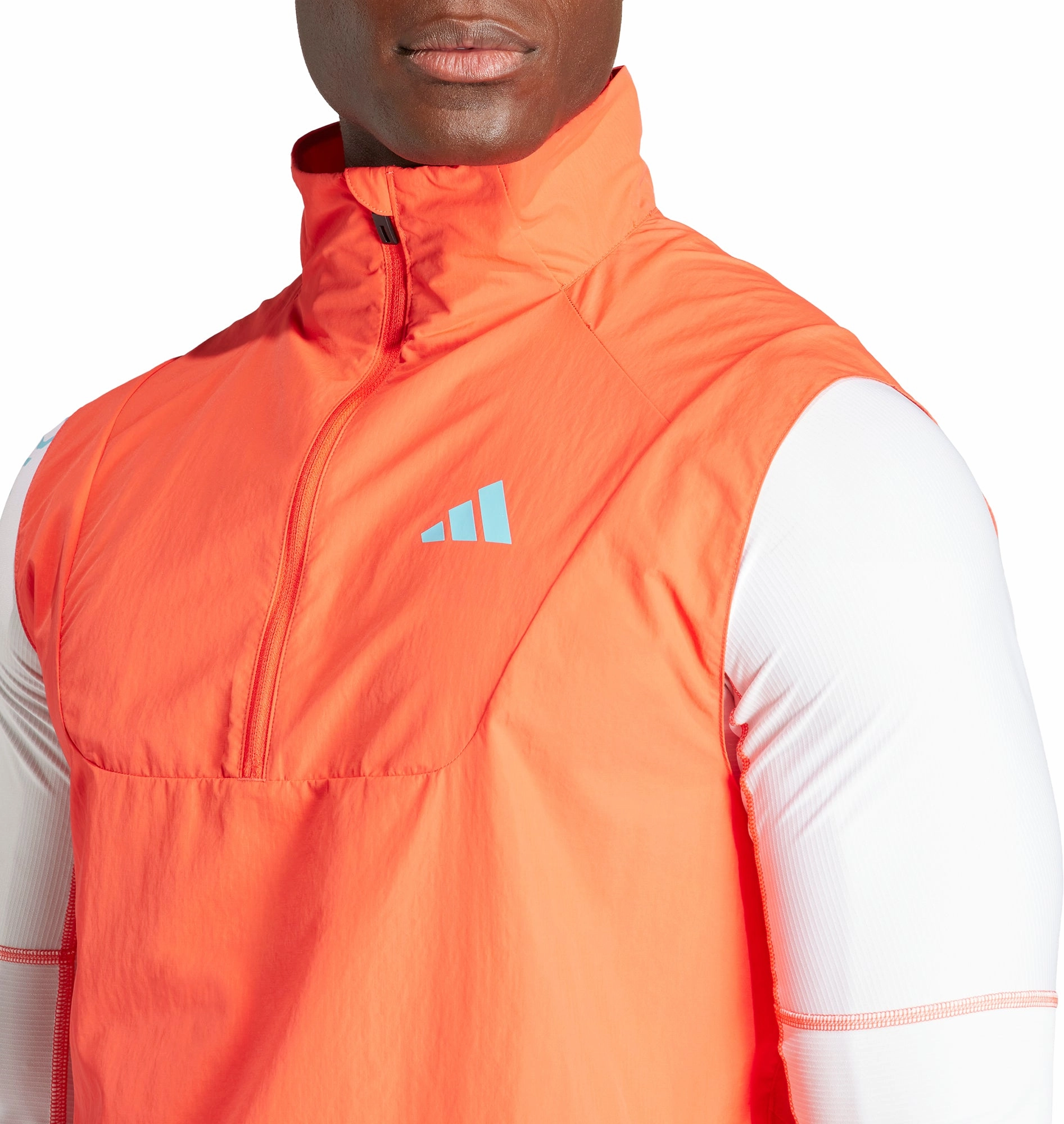 adidas Adizero Half Zip Mens Running Gilet - Orange Slimming