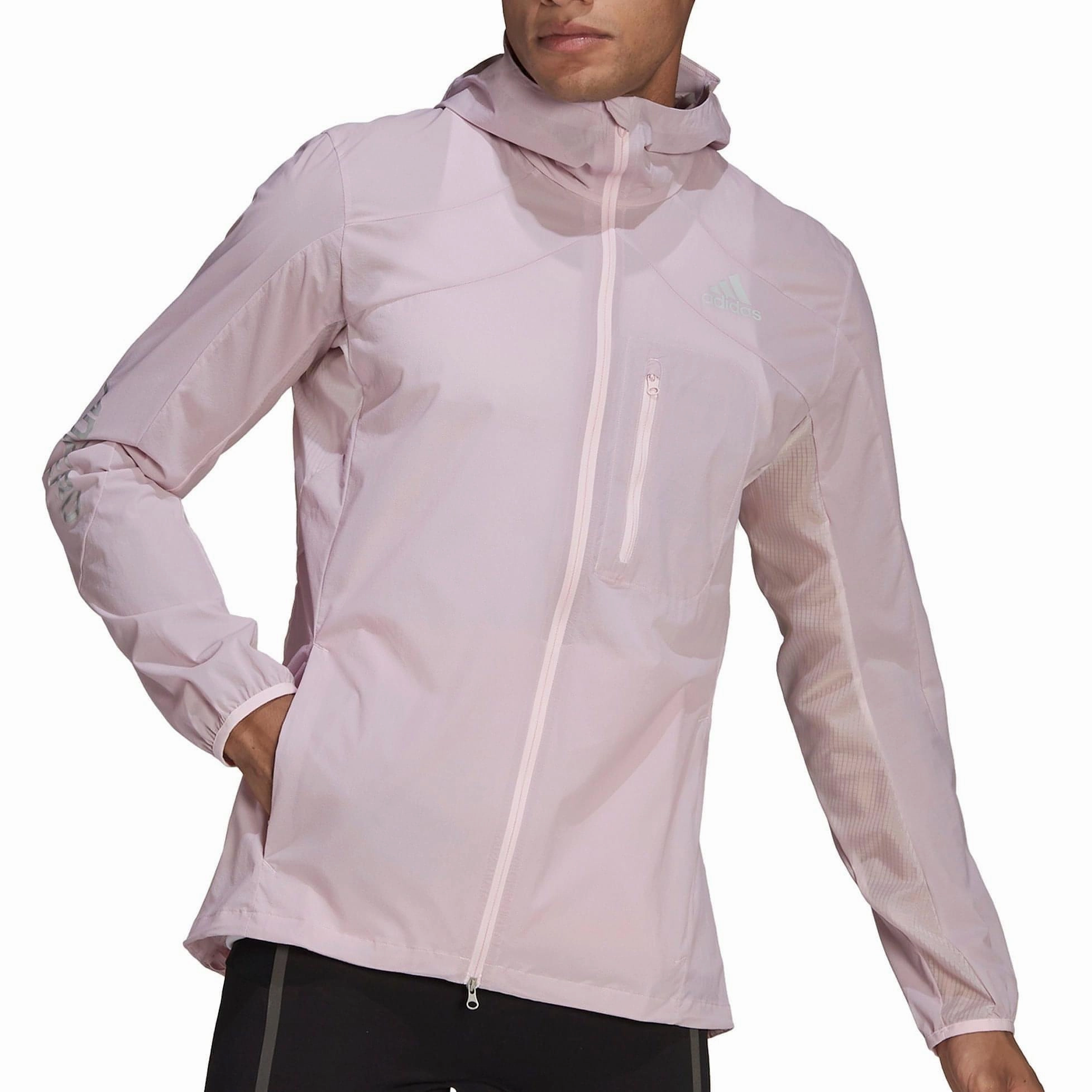 AbrasionResistant adidas Adizero Marathon Mens Running Jacket - Pink