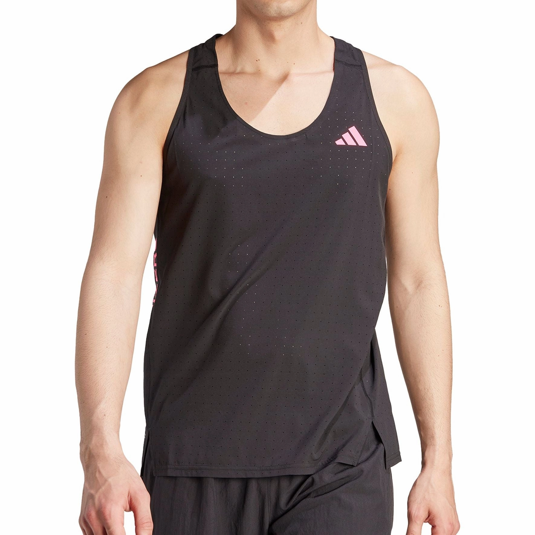 adidas Adizero Mens Running Vest - Black BodyMapped Ventilation imaginary