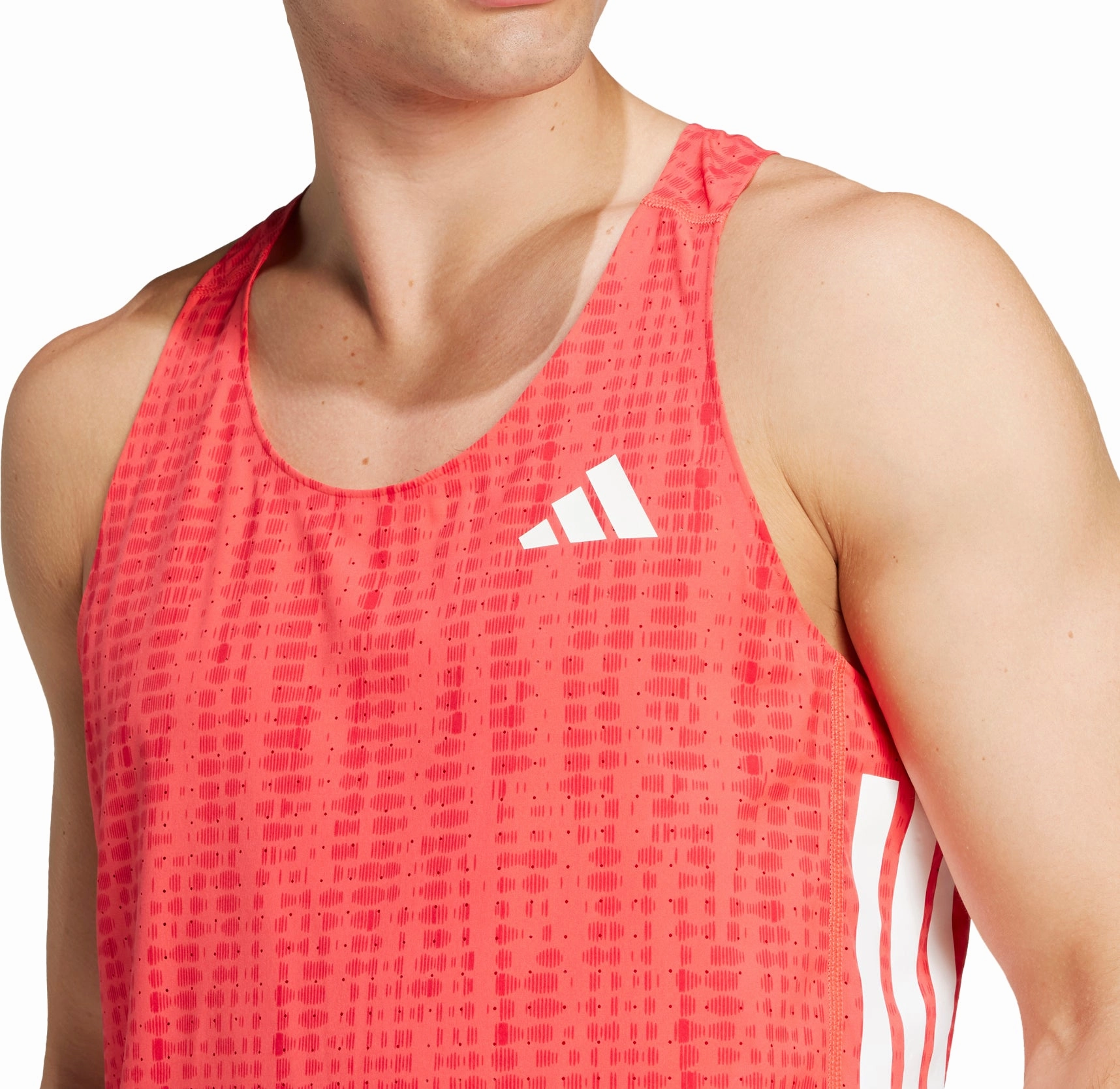 adidas Adizero Mens Running Vest - Red Patterned