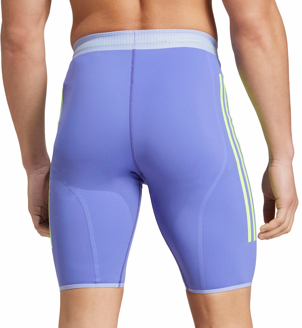 adidas Adizero Promo Mens Short Running Tights - Blue Comfortable Design Multi Directional Flex