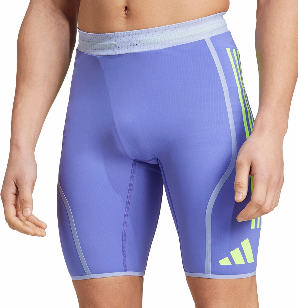 adidas Adizero Promo Mens Short Running Tights - Blue Wool blend Office Wear
