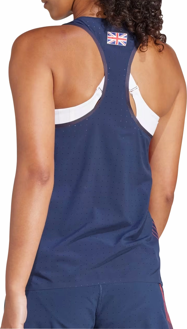 adidas Adizero Team GB Womens Running Vest Tank Top - Blue dim Thick