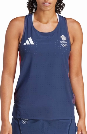 colorless 360 Degree Airflow System adidas Adizero Team GB Womens Running Vest Tank Top - Blue