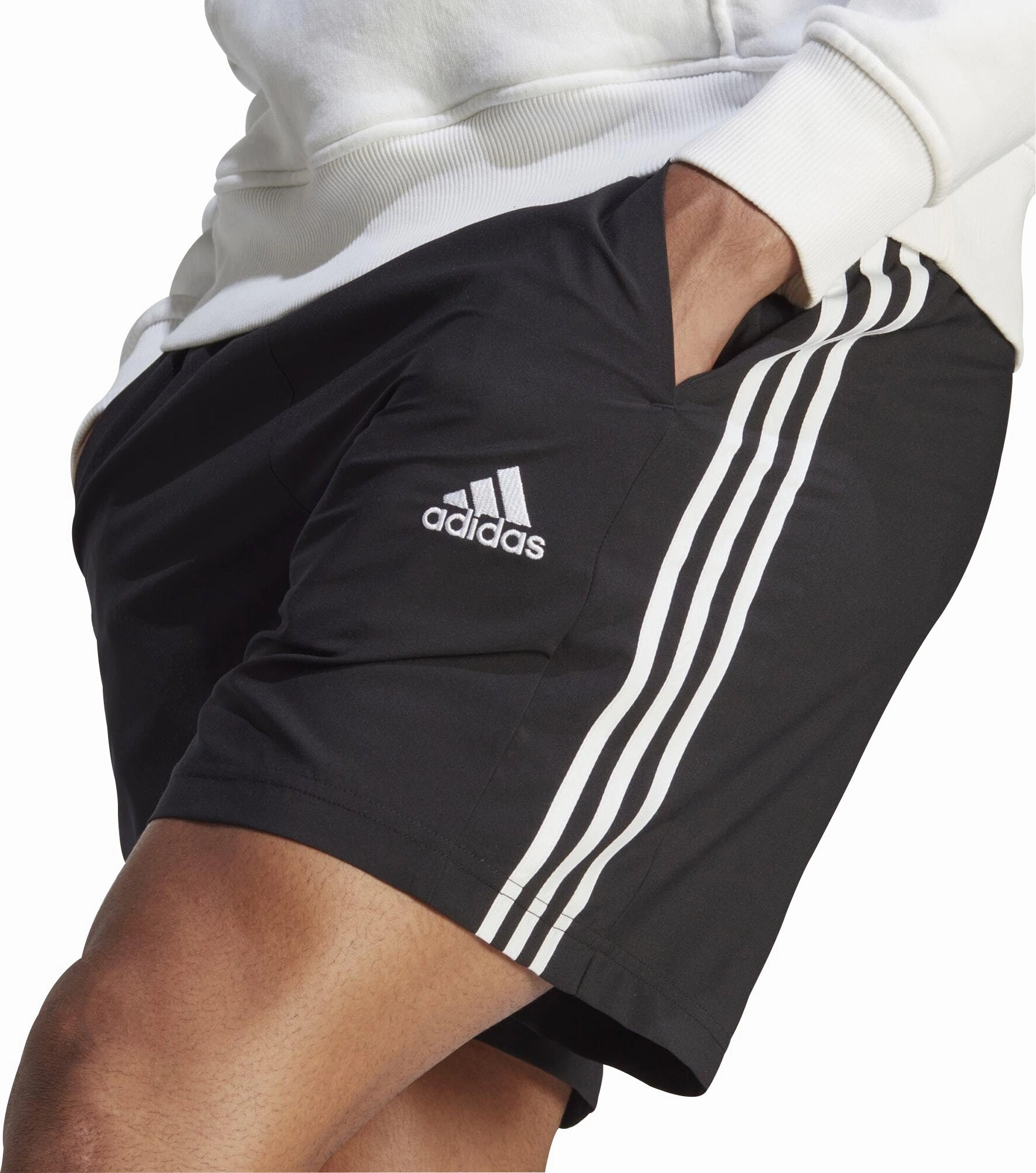 adidas AeroReady Essentials Chelsea 3 Stipes Mens Training Shorts - Black Universal Clasp Mechanism