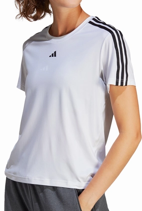 Plane Mood adidas AeroReady Train Essentials 3 Stripes Short Sleeve Womens Training Top - White