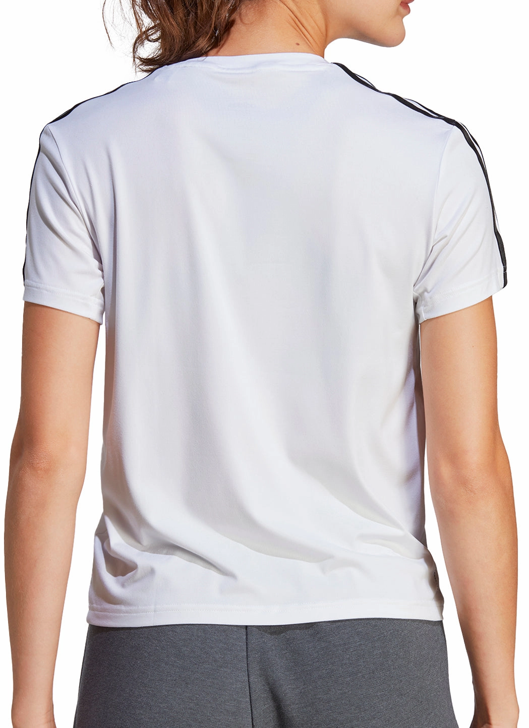 EcoFriendly Textiles adidas AeroReady Train Essentials 3 Stripes Short Sleeve Womens Training Top - White