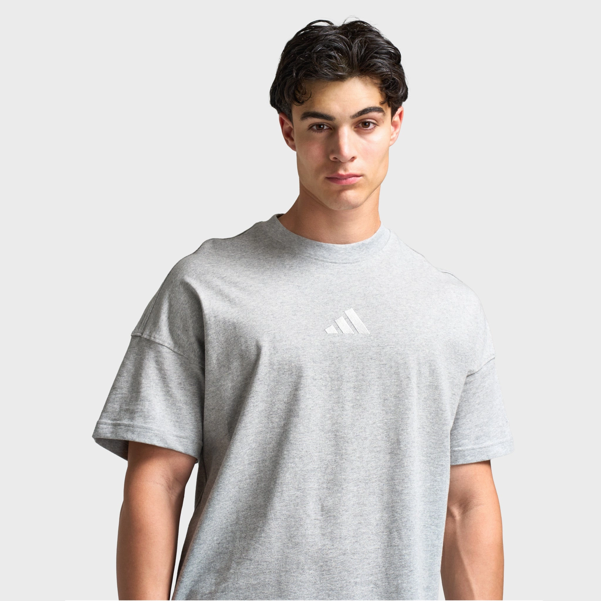 adidas All SZN T-Shirt / Medium Heather Grey Advanced Moisture Management Low Bulk Design