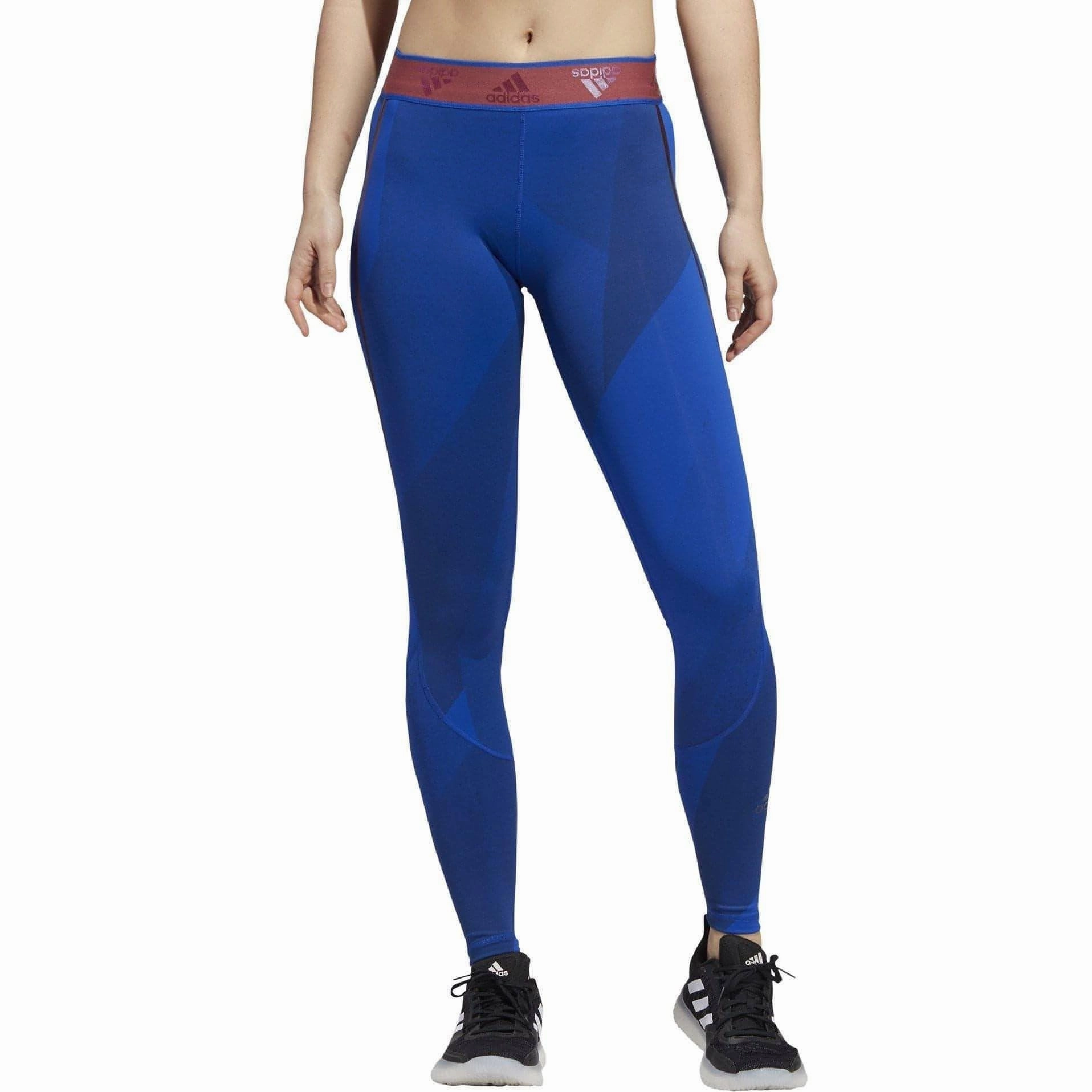 adidas AlphaSkin Graphic Womens Long Training Tights - Blue Tweed Skin-tight