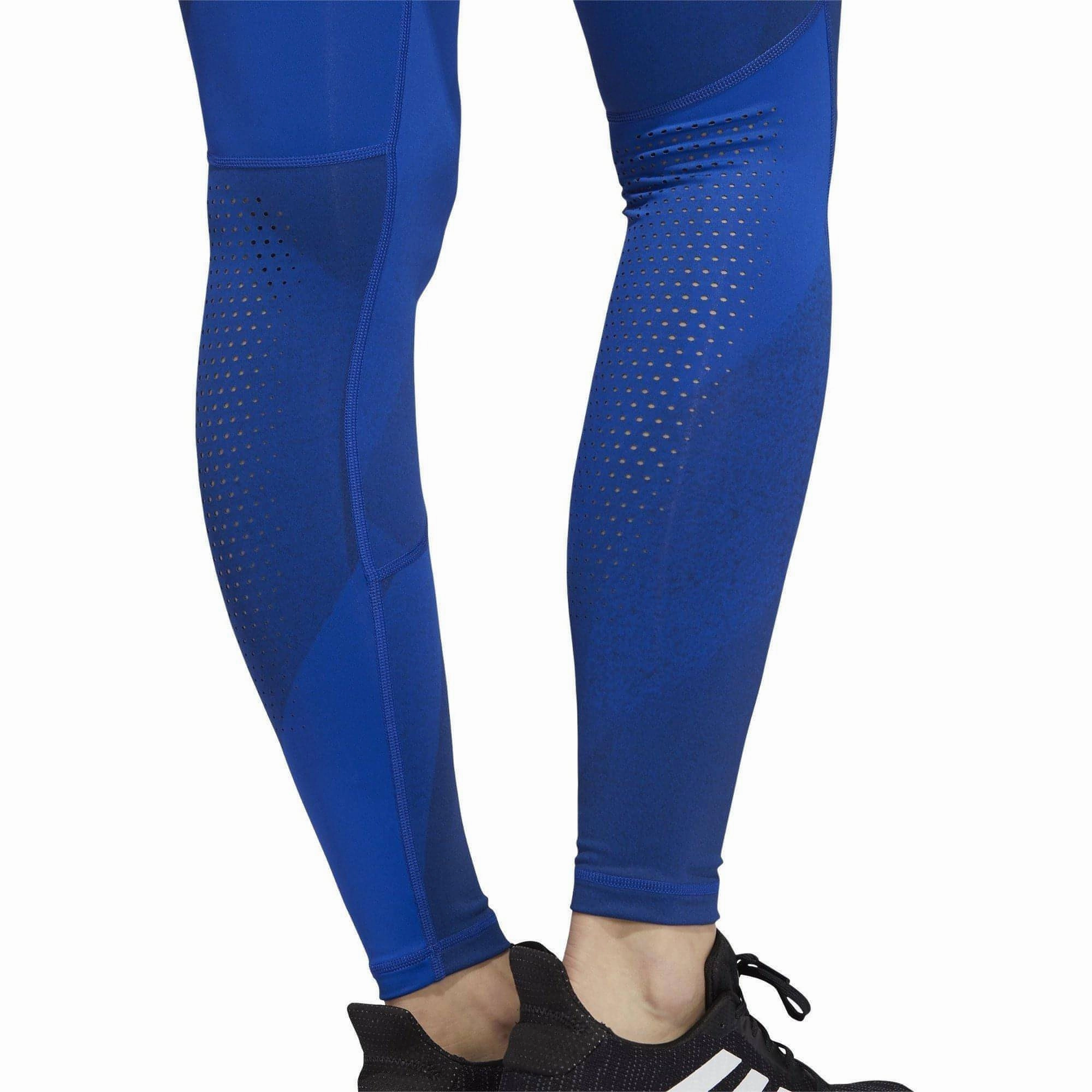 adidas AlphaSkin Graphic Womens Long Training Tights - Blue floral Rectangle shape