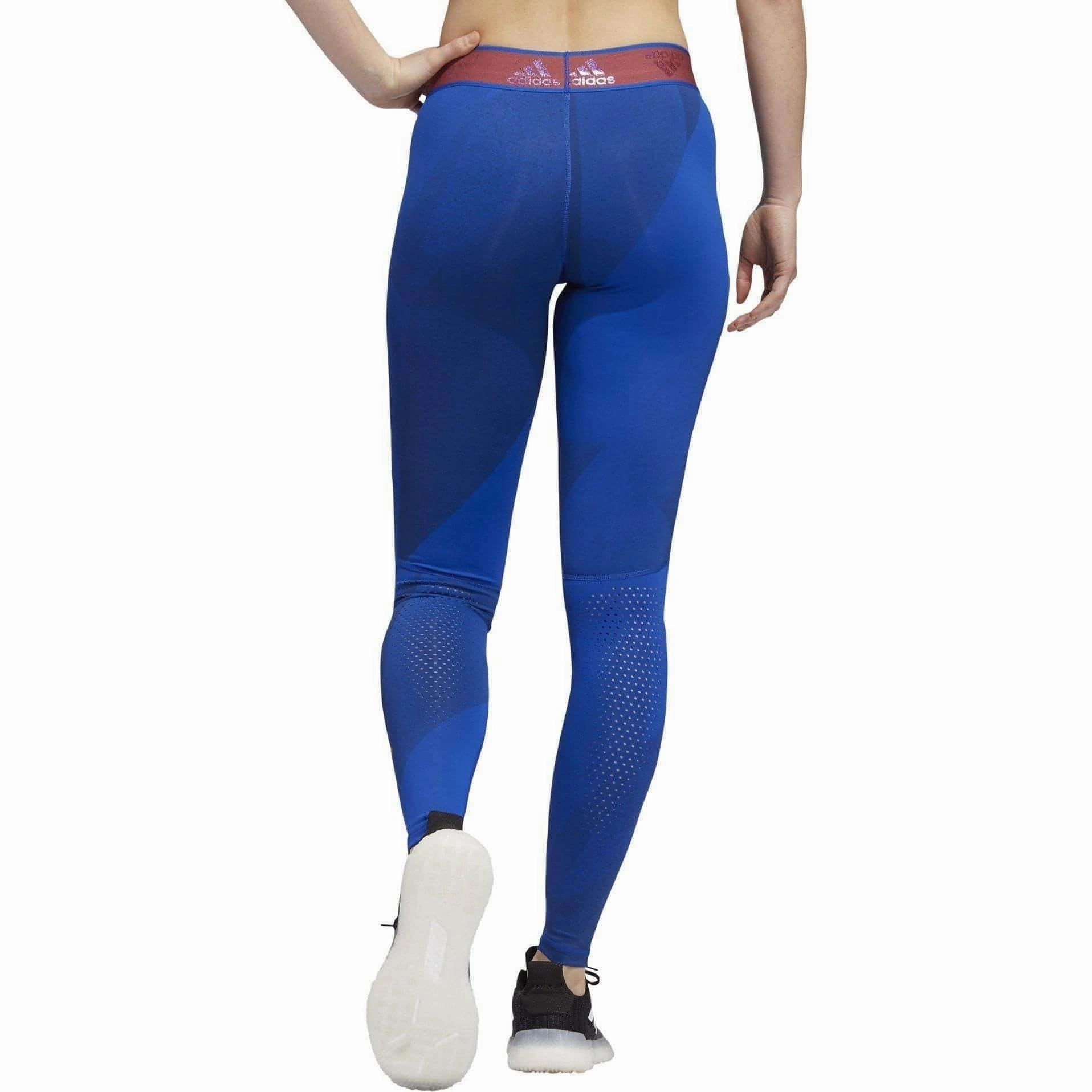 adidas AlphaSkin Graphic Womens Long Training Tights - Blue Fat Swimwear