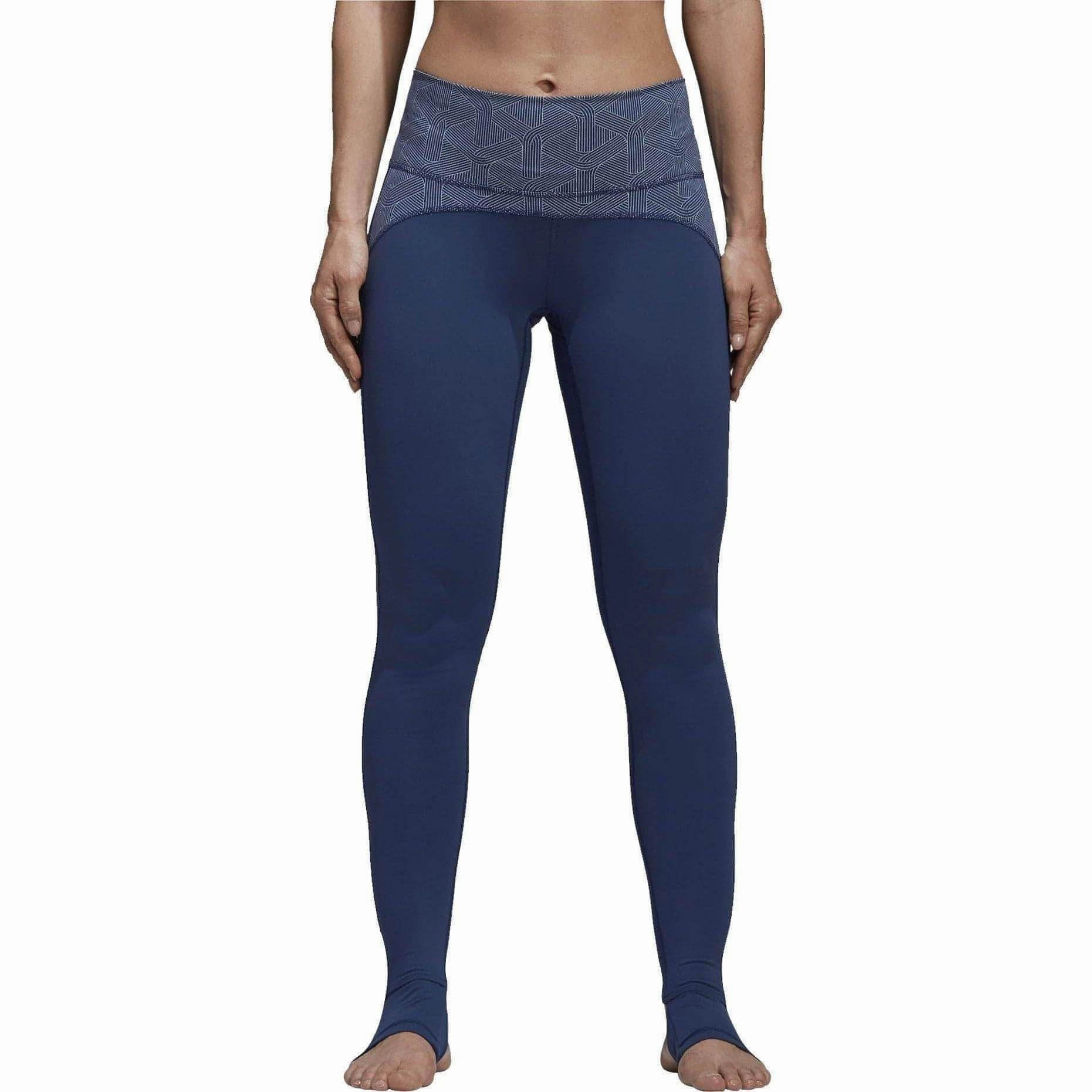 adidas Believe This High Rise Womens Long Yoga Tights - Blue Sharp Line CompactWeave