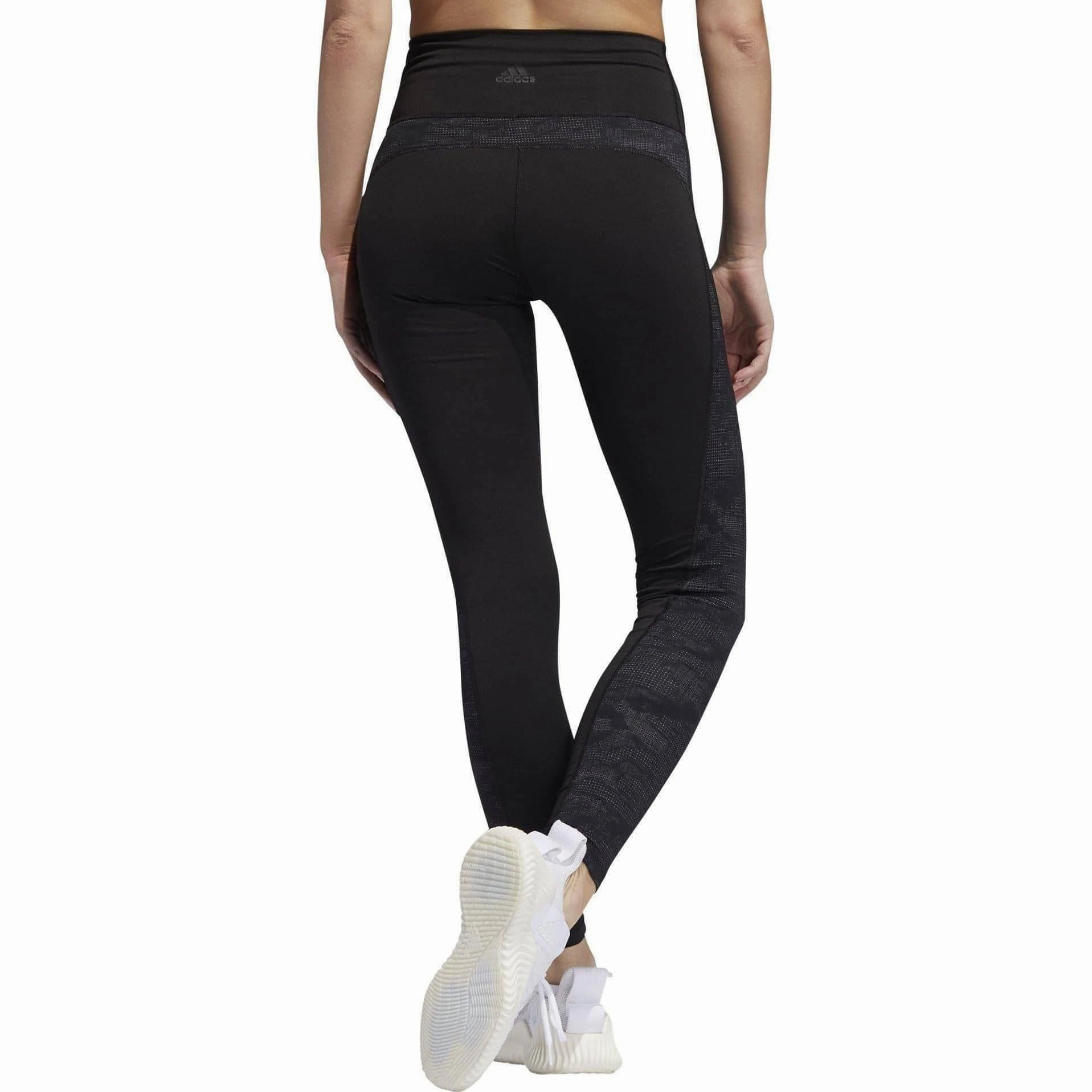 Split hem adidas Believe This Jacquard High Rise Womens Long Training Tights - Black