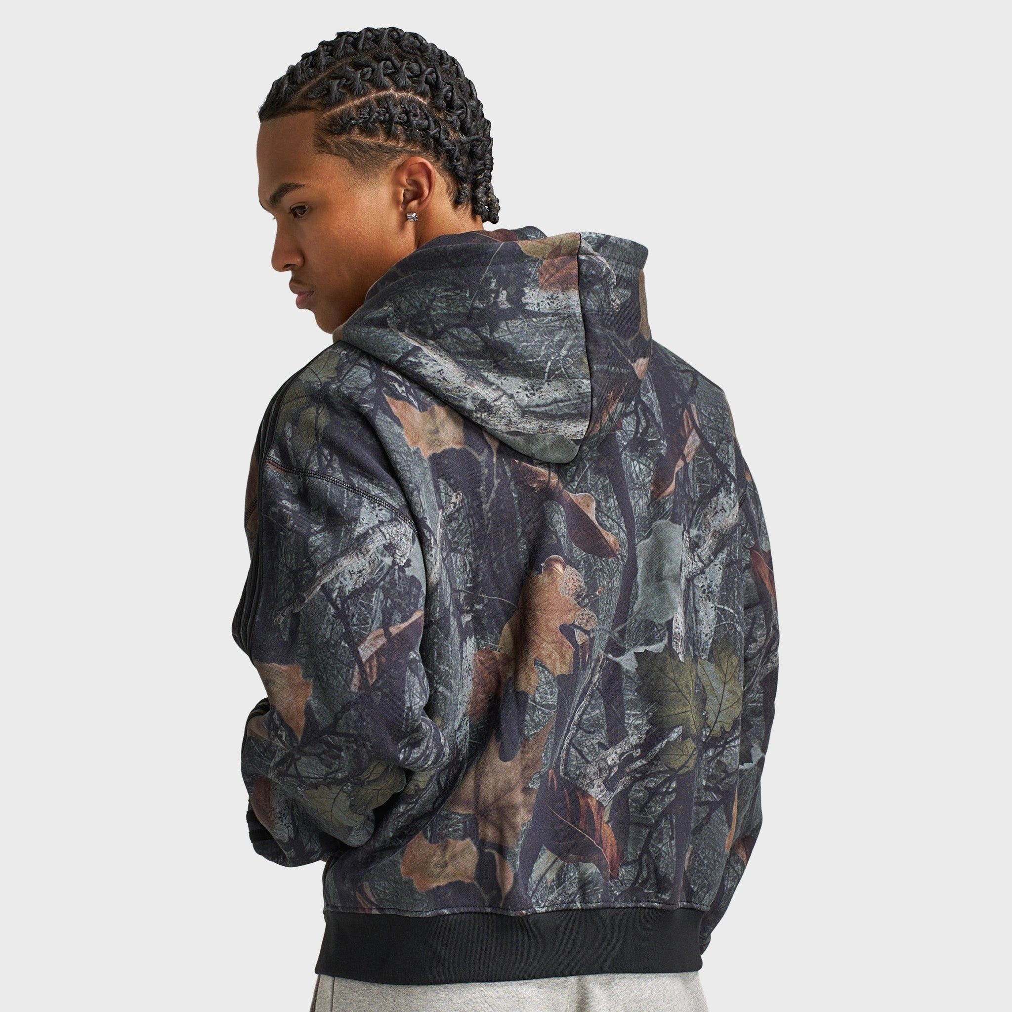 adidas Camo Full Zip Hoodie / Black Heavyweight Fabric Heavyweight Warmth