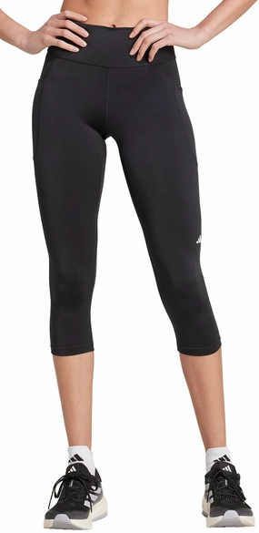 Water-resistant Stretchy adidas DailyRun Womens 3/4 Capri Running Tights - Black