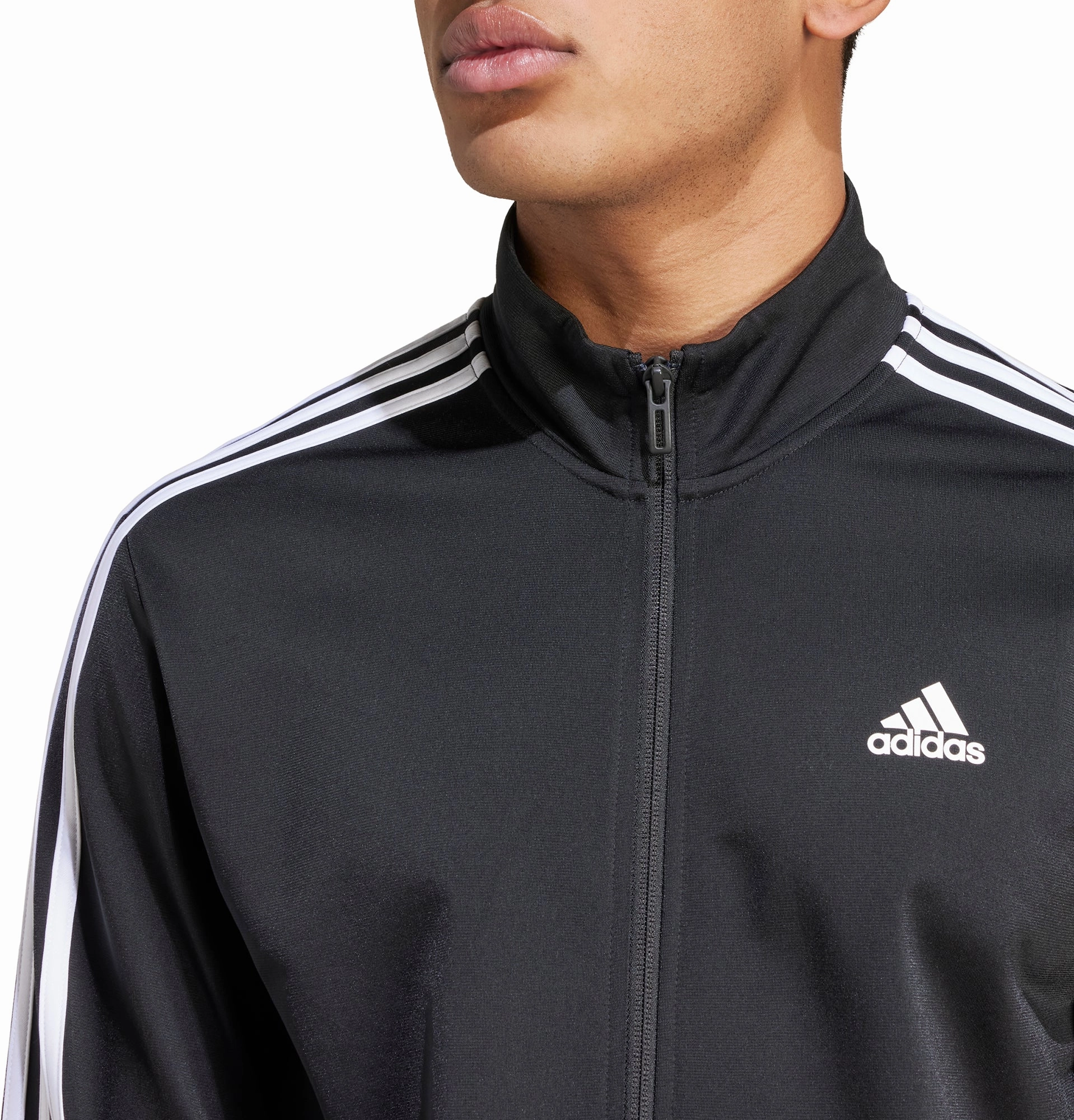 adidas Essentials Warm Up 3 Stripes Mens Track Jacket - Black Patience Ability