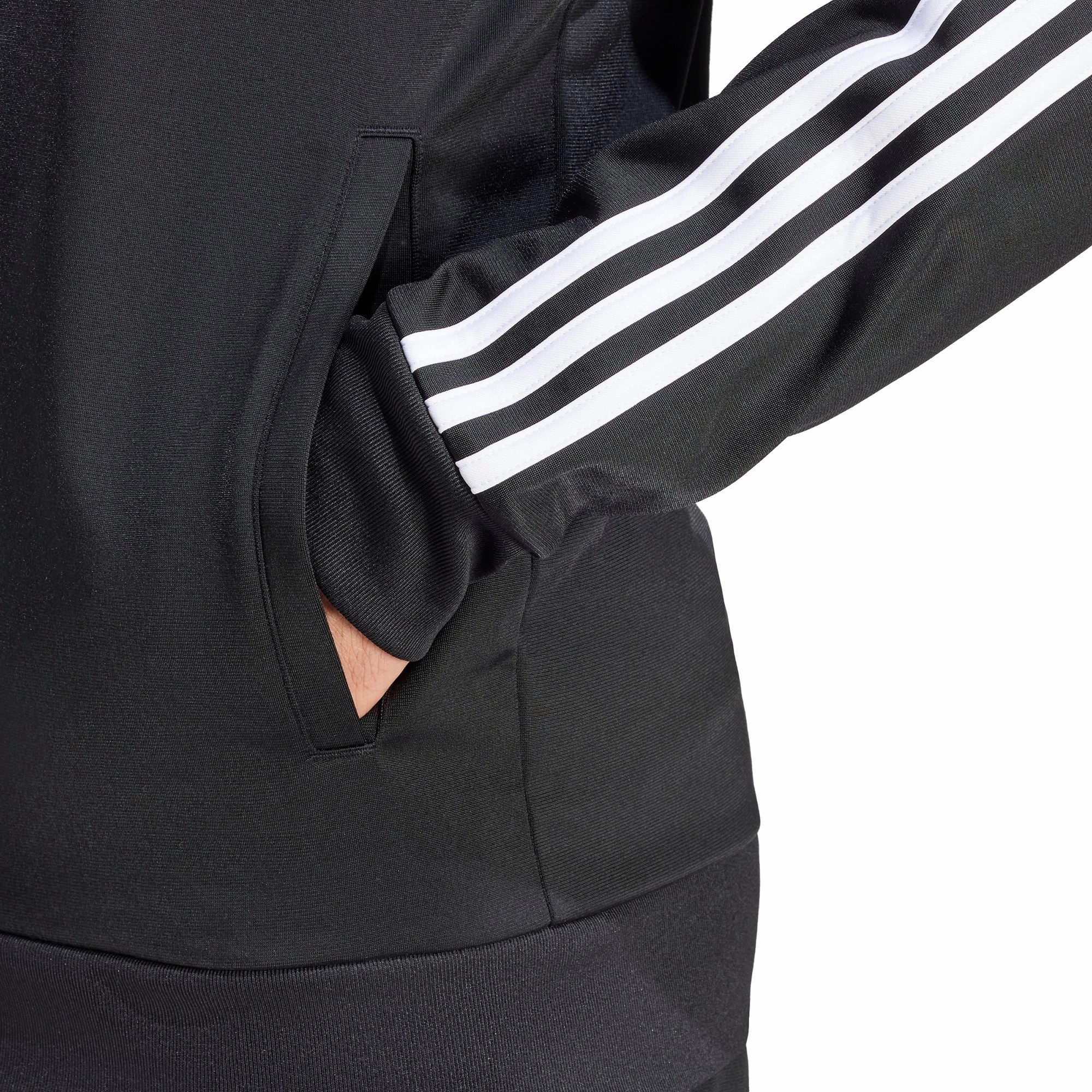 adidas Essentials Warm Up 3 Stripes Mens Track Jacket - Black Pub