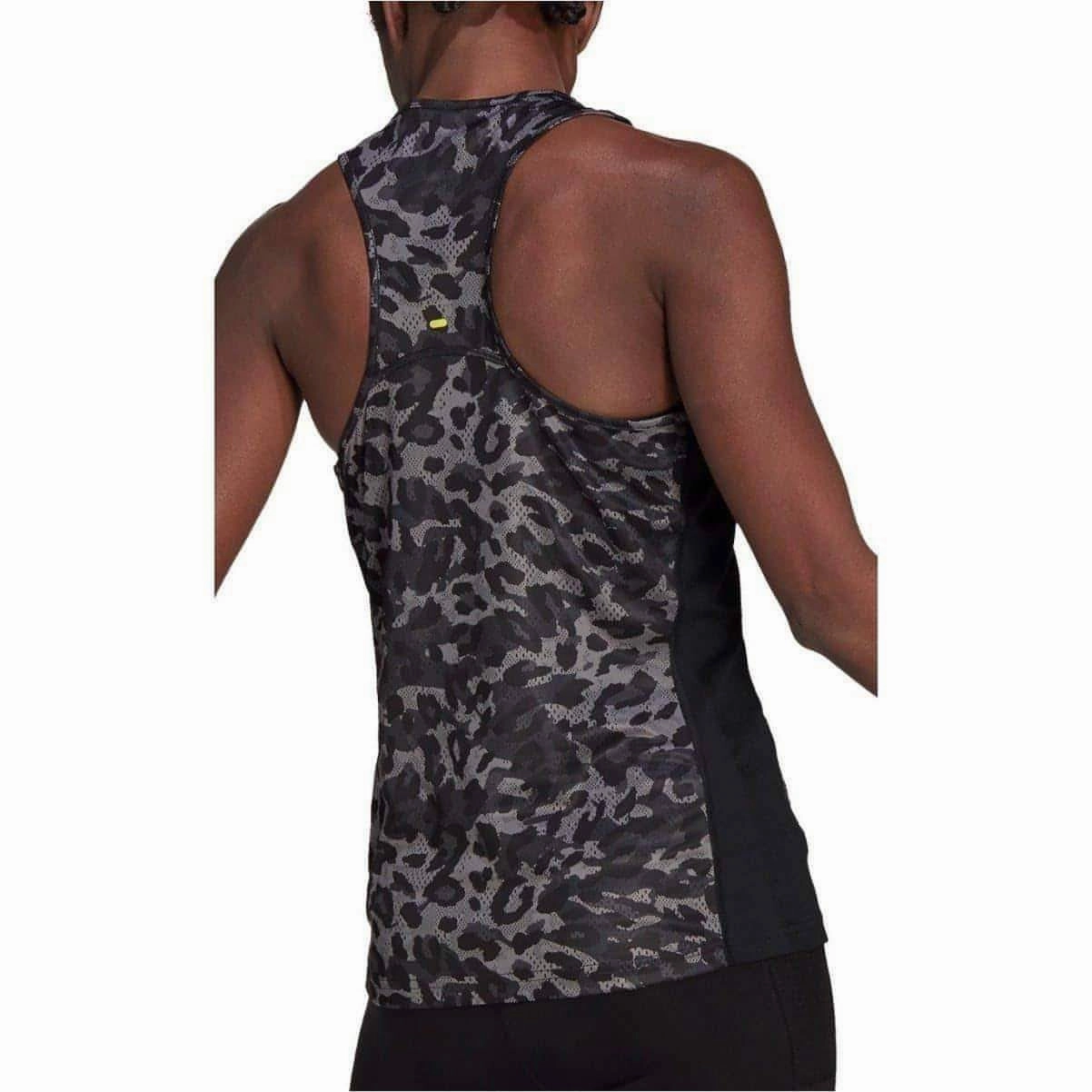 adidas Fast Graphic Womens Running Vest Tank Top - Grey Noise Reduced Fasteners flexible in movement