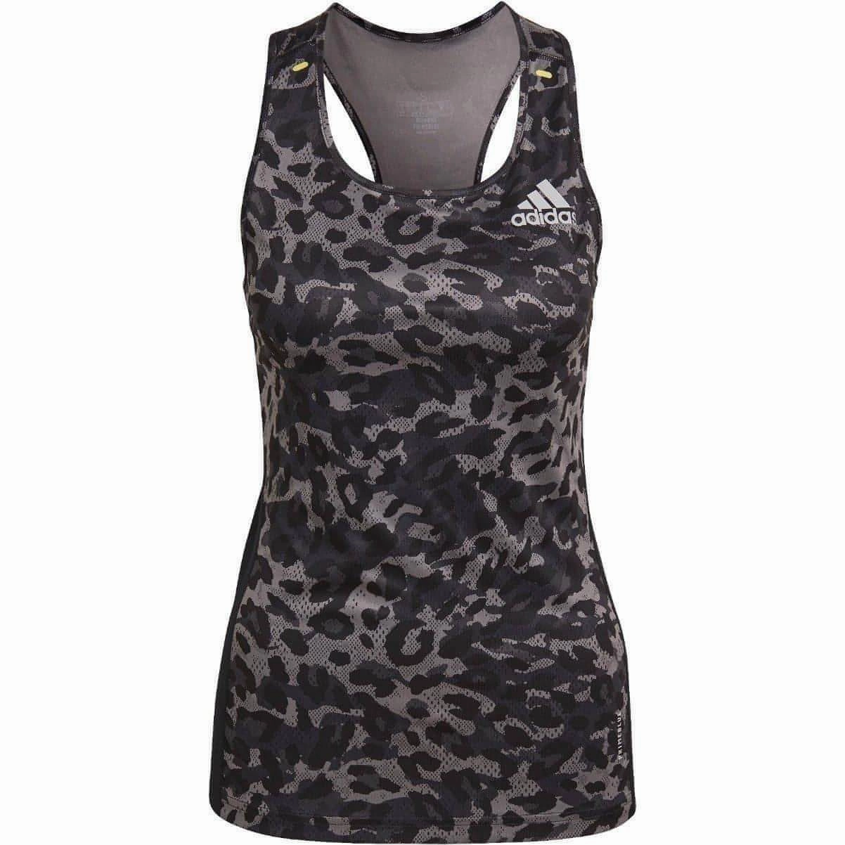short term use made in China adidas Fast Graphic Womens Running Vest Tank Top - Grey