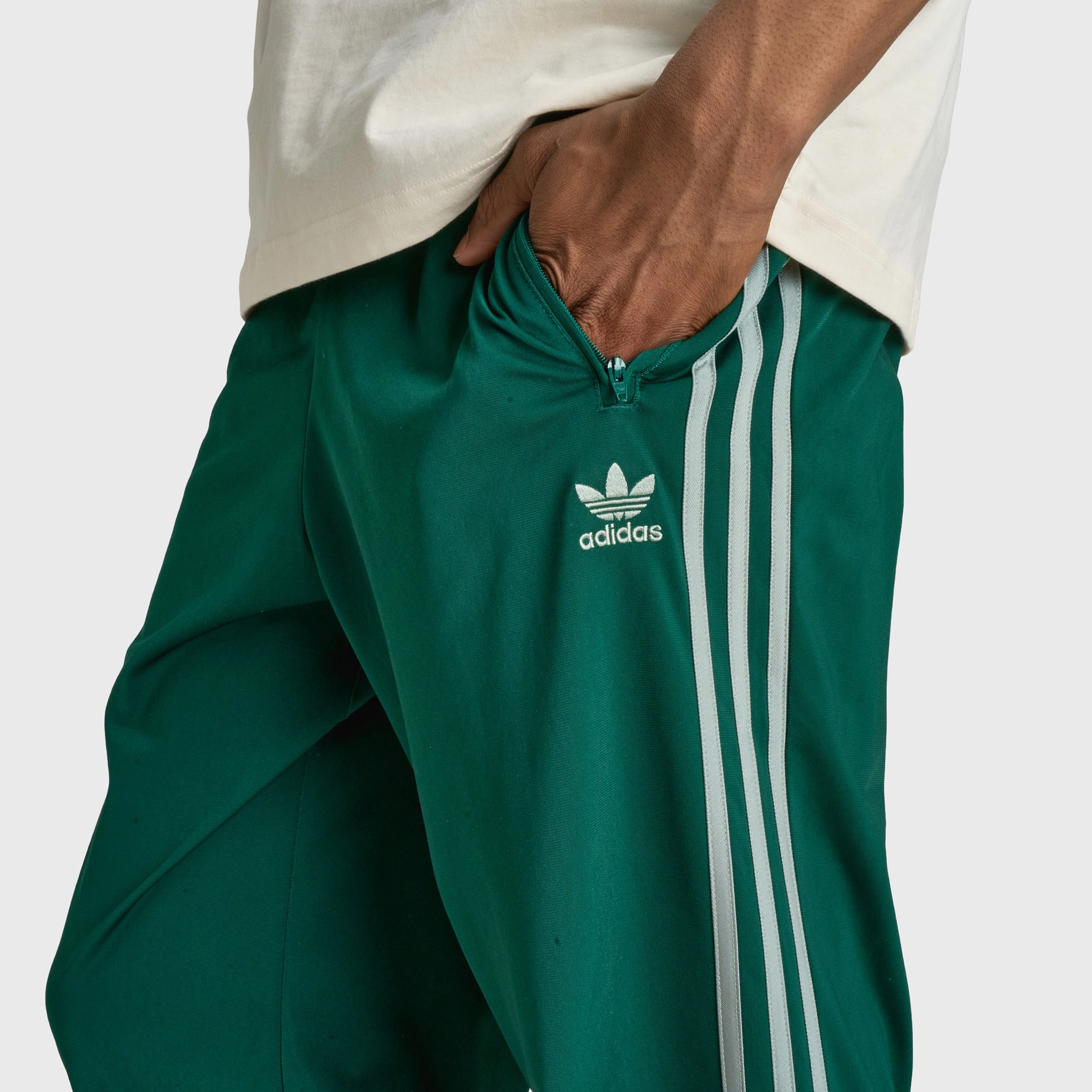 Gripper Waistband Heritage adidas Firebird Track Pants Green / White